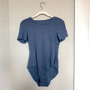 Slate Blue Short Sleeve Fitted Bodysuit
